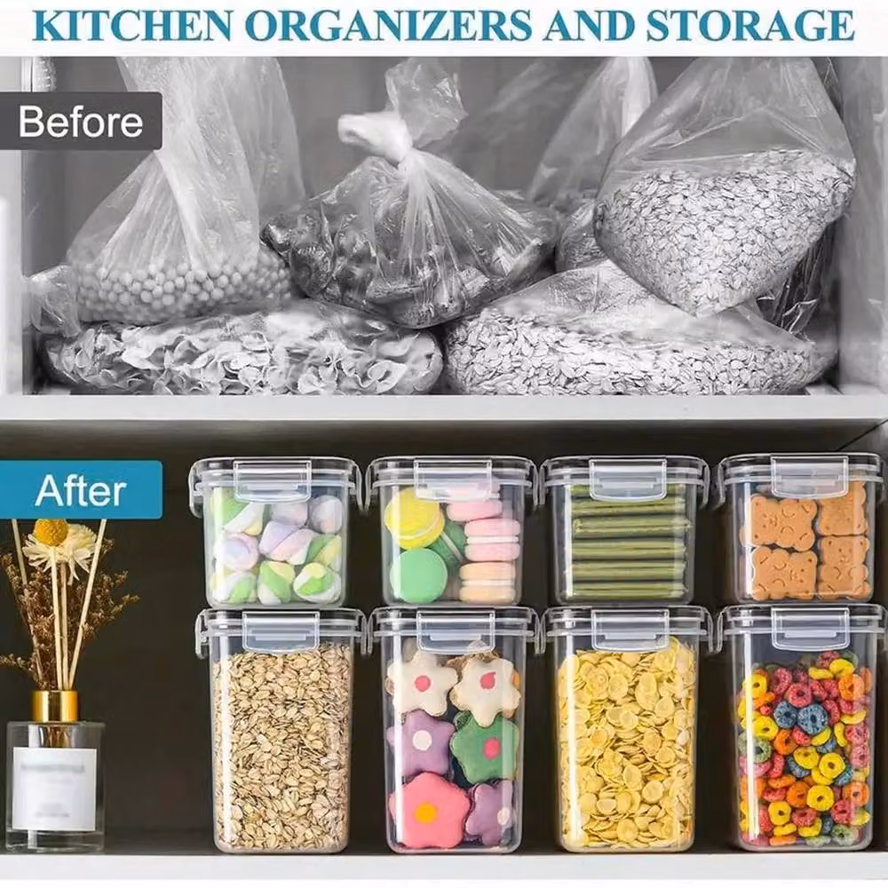 NESTLUNE 12-Piece Plastic Food Storage Container Set with Clip Lids, Transparent, Stackable – 4