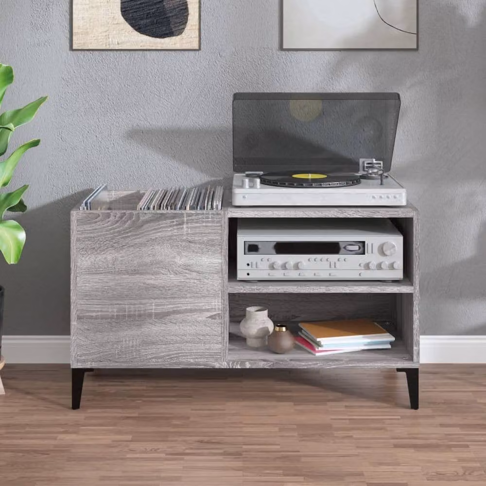 Berkfield Home Record Cabinet in Grey Sonoma, W/D/H: 84.5 x 38 x 48 cm – 1