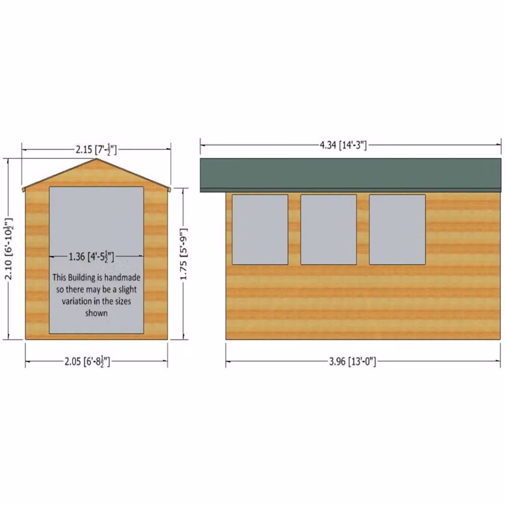 Shires Jersey Brown Tongue and Groove Garden Shed Workshop with Double Doors – 2
