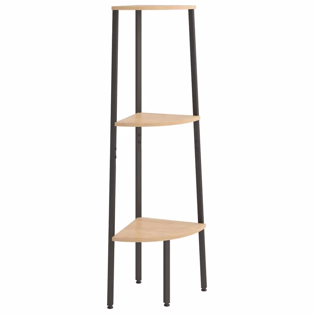 Berkfield Home 3-Tier Corner Shelf in Light Brown and Black, H 120 x W 45.5 x D 31.5 cm – 2