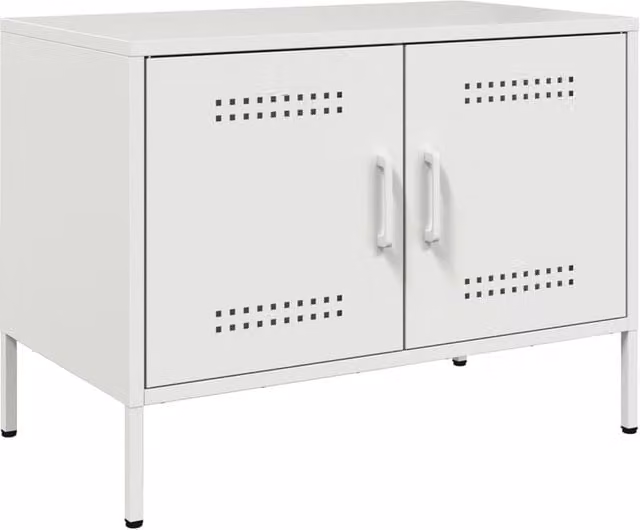 Berkfield Home Industrial White Metal TV Cabinet W: 68 cm, D: 39 cm, H: 50.5 cm