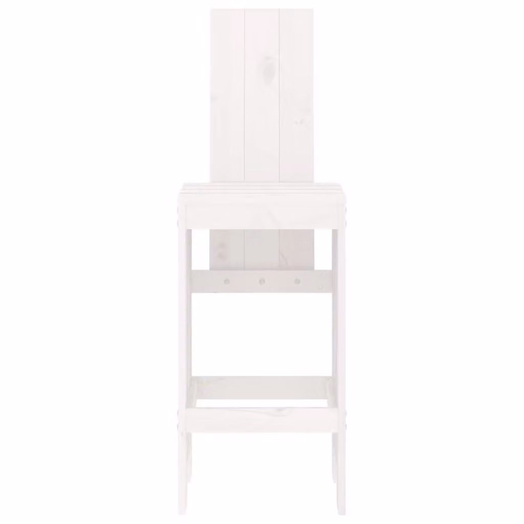 Berkfield Home Set of 2 White Rustic Solid Pine Wood Bar Stools, W/D/H: 40 x 42 x 120 cm – 2