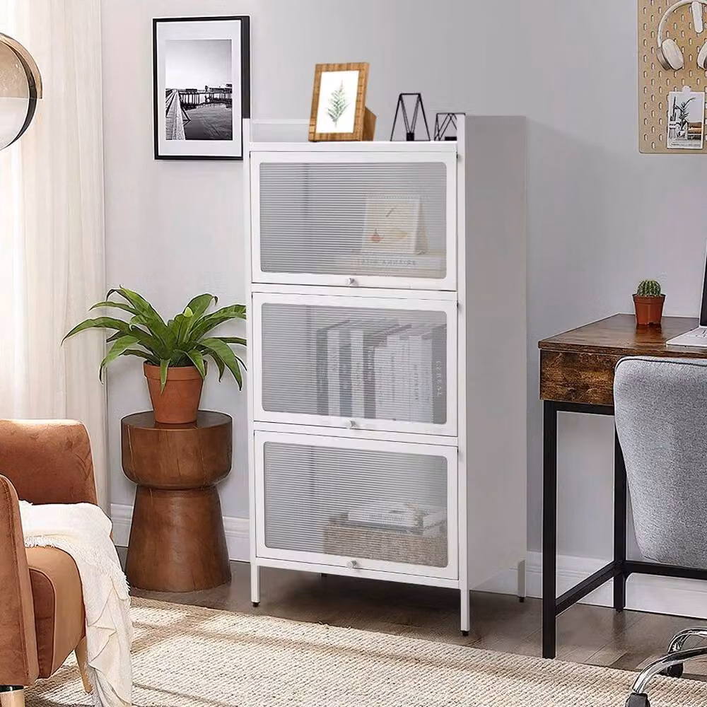 KORVIXA Modern White Metal Storage Sideboard Cabinet and Shelf Unit for your Bedroom, W/D/H: 100 x 100 x 100 cm – 2