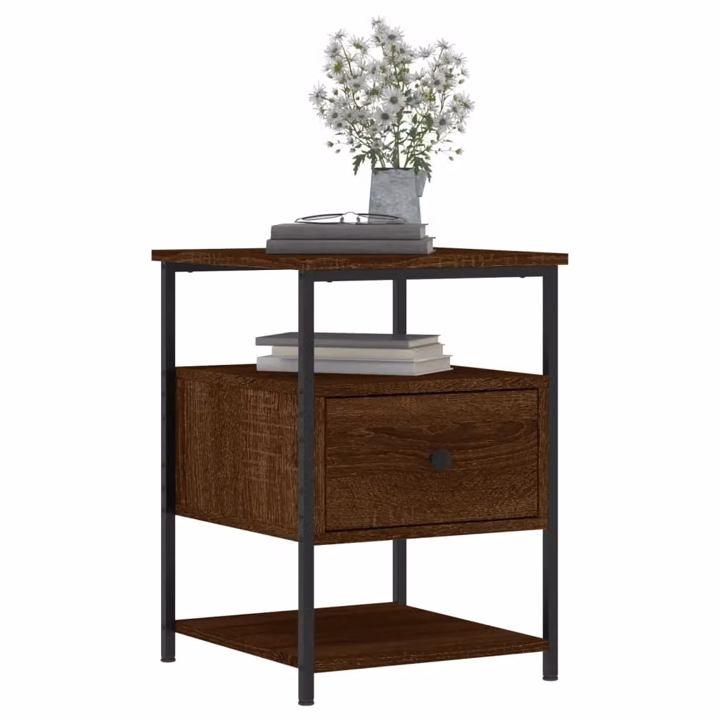 Berkfield Home Set of 2 Brown Oak Bedside Cabinets, W: 40 cm, D: 42 cm, H: 56 cm – 4