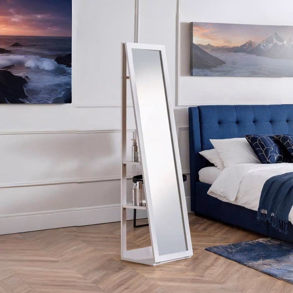 Cheshire Premium Casa White Modern Storage Mirror H 156.0 cm x W 36.0 cm – 2