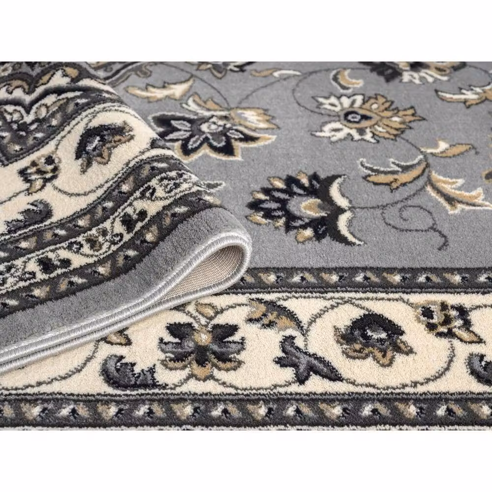 HMC Rug Collection Traditional Sherborne Heatset Rug in Grey and Multicolour, W: 66 cm, L: 230 cm – 3