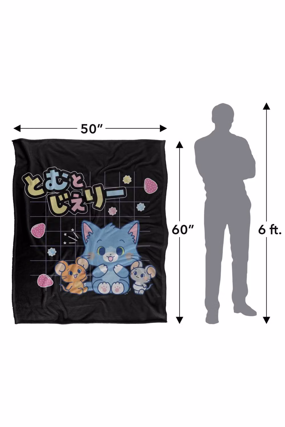 Warner Bros. Tom & Jerry Gokko Friend Graph Silky Touch Super Soft Fluffy Polyester Throw Blanket in Multicolour and Black, Extra Large – 3