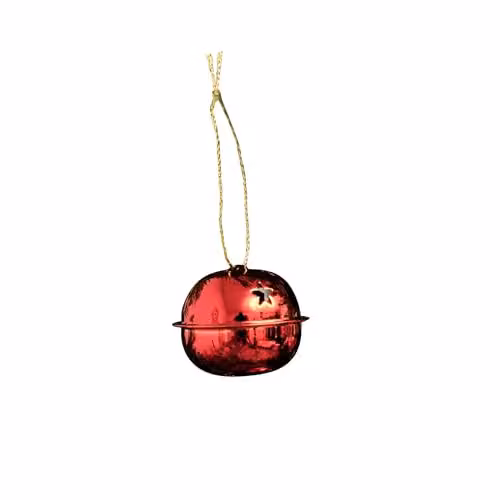 Melody Maison Set of 8 Red and Gold Metal Bell Christmas Bauble Hanging Decorations, Diameter: 4 cm – 3