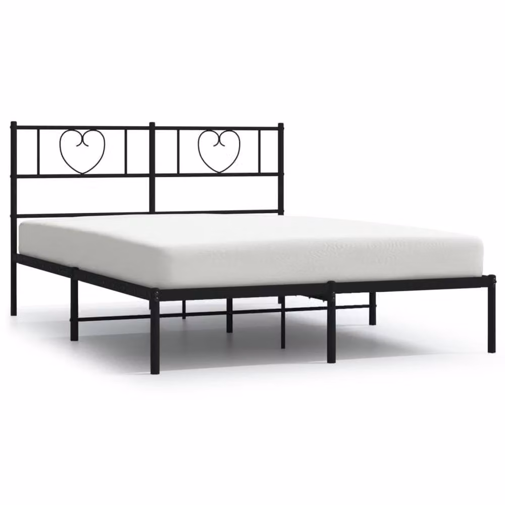 Berkfield Home Metal Bed Frame with Headboard, Black, W/D/H: 150 x 200 cm – 2