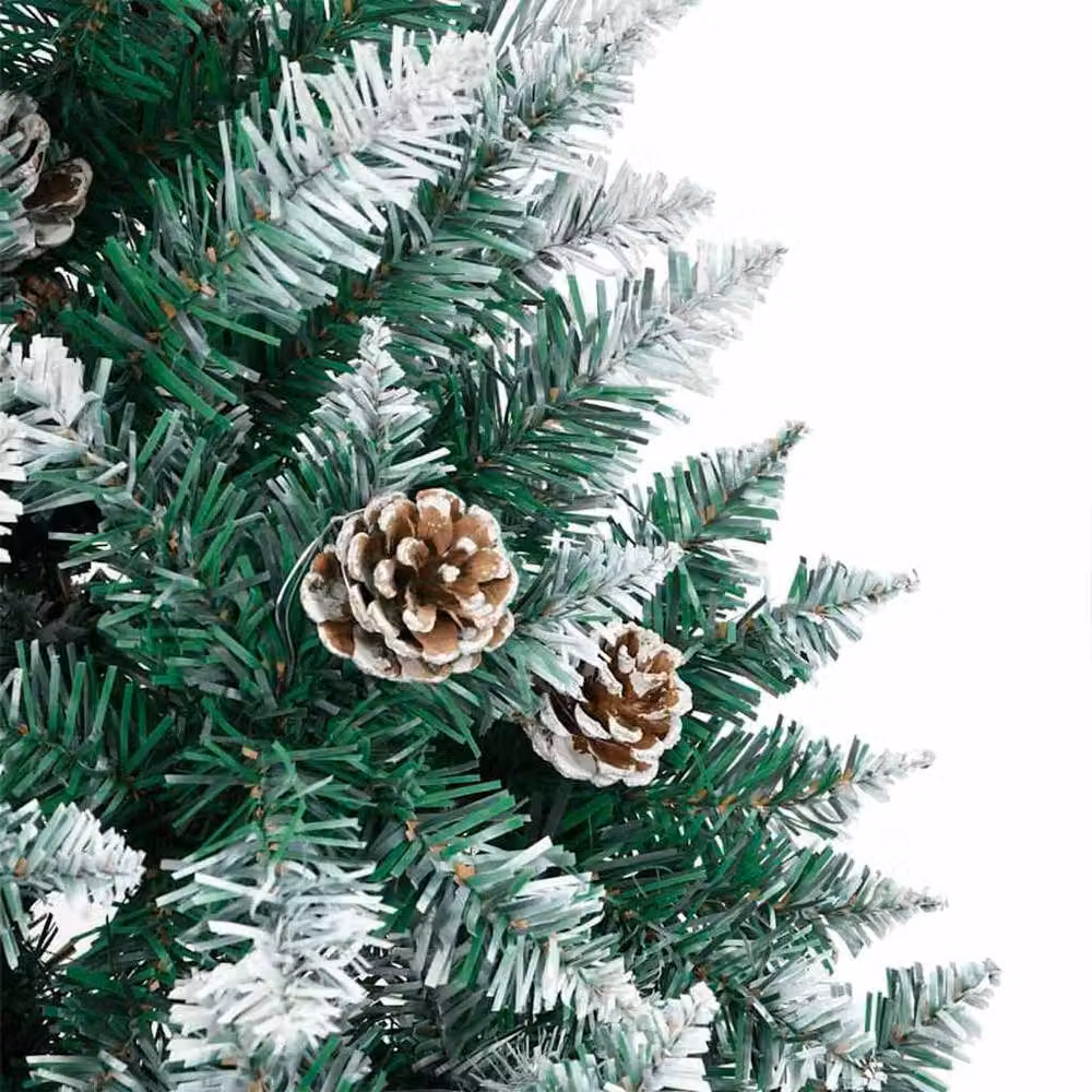 Berkfield Home Slim Christmas Tree with 300 LEDs in Green and White, Height: 210 cm – 2