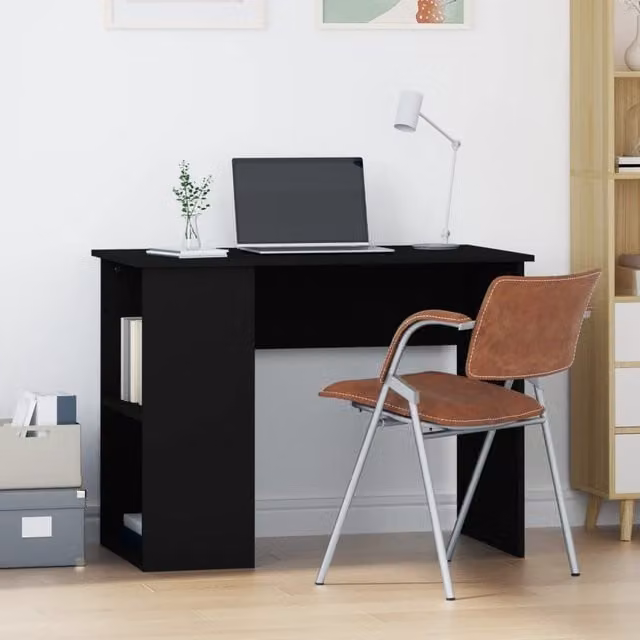Berkfield Home Black Computer Desk in Engineered Wood, W/D/H: 100 x 55 x 75 cm
