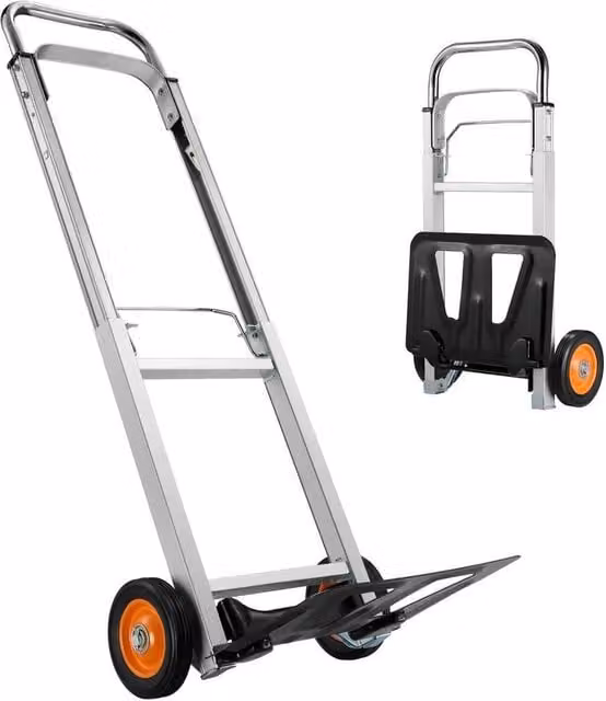NESTLUNE Folding Sack Truck Hand Trolley in Silver, 90kg Capacity, W: 52 cm x H: 108 cm