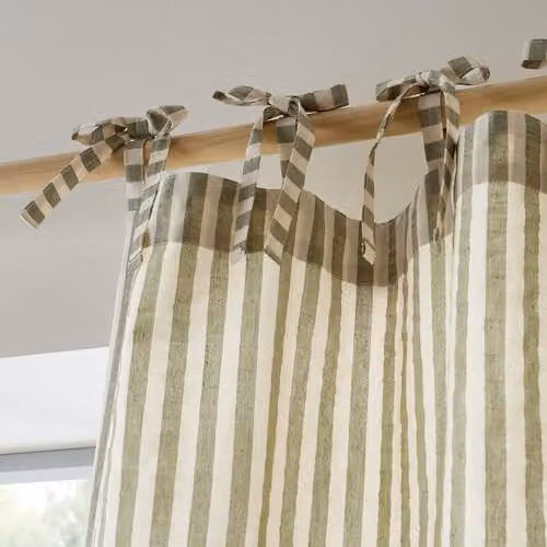 Pineapple Elephant Zanzibar Woven Stripe Green Voile Curtain Panel W/D/H: 140 x 140 x 183 cm – 2