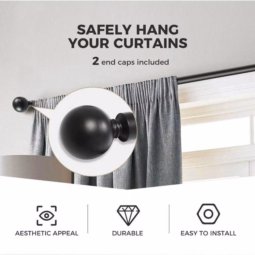 Kelvenix Steel Quiet Rail Curtain Rod in Black, W: 1000 cm, H: 52 cm, D: 76 cm – 4