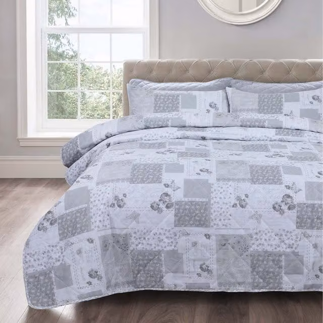 Velosso Grey Cotton 2.5 Tog Breathable Quilt and Pillowcase Set