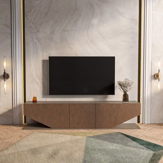 Decorotika Pearl TV Unit in Brown with Galaxy and Vintage Abstract Wood Pattern, W: 180 cm