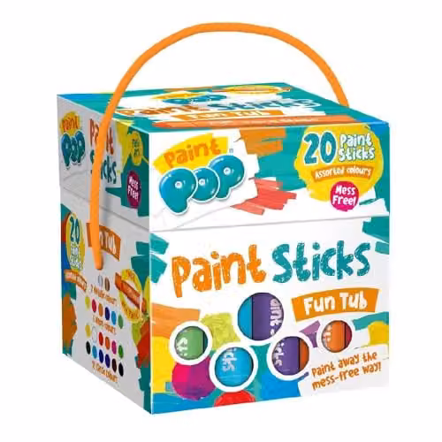 Paint Pop Water Soluble Wax Paint Sticks for Children, 20 Pack Multicolour Storage Tub Set – 1