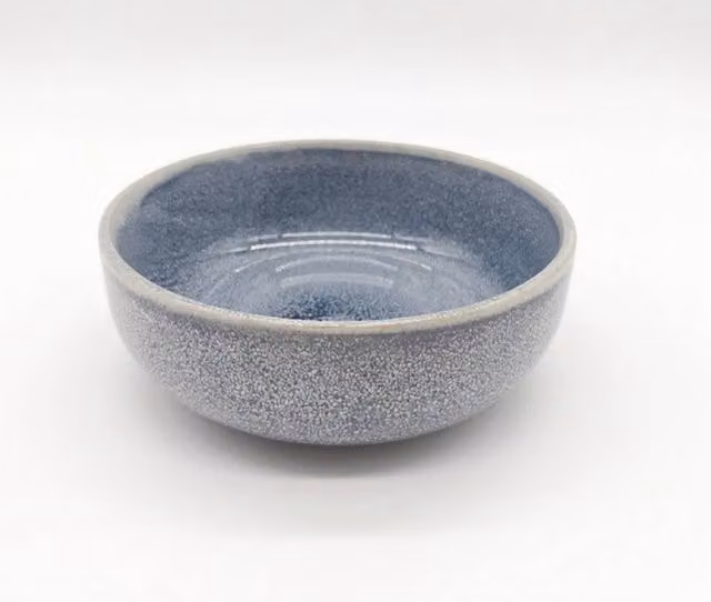 Glim & Glam Reactive Ash Blue Glaze Stoneware Cereal Bowl 4pc Set, Mid Blue, Diameter: 16 cm – 1