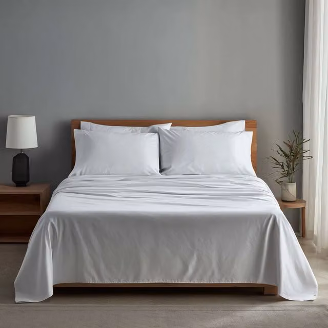 Snug City Luxury 400TC Mako Satin Soft Touch Hotel Quality Flat Sheet Bed Linen in White, W/D/H: 140 x 200 cm – 1