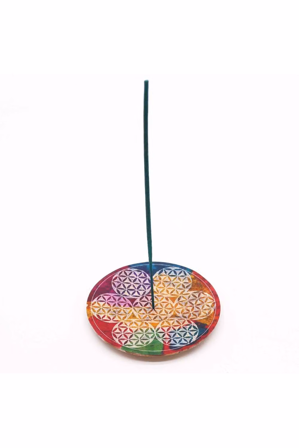 KDMD Flower of Life Soapstone Incense Holder, Multicolour Geometric Round Tabletop Decor – 2