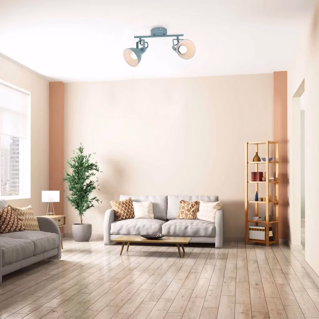 Briloner Vintage Metal Ceiling Light in Mint and White with 2 Adjustable Spots, E14, W/D/H: 30.4 x 10 x 18.1 cm – 3