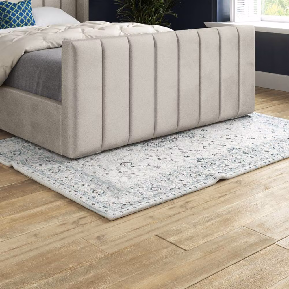 Casani Sherington Upholstered Velvet Designer Bed Frame in Beige, Size: 180 x 200 cm – 5