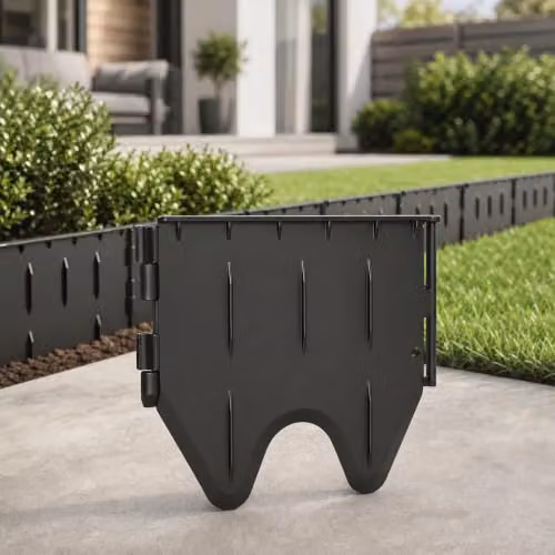 Lambu Flexible Modular Black Plastic Lawn and Garden Edging Border, 178pc