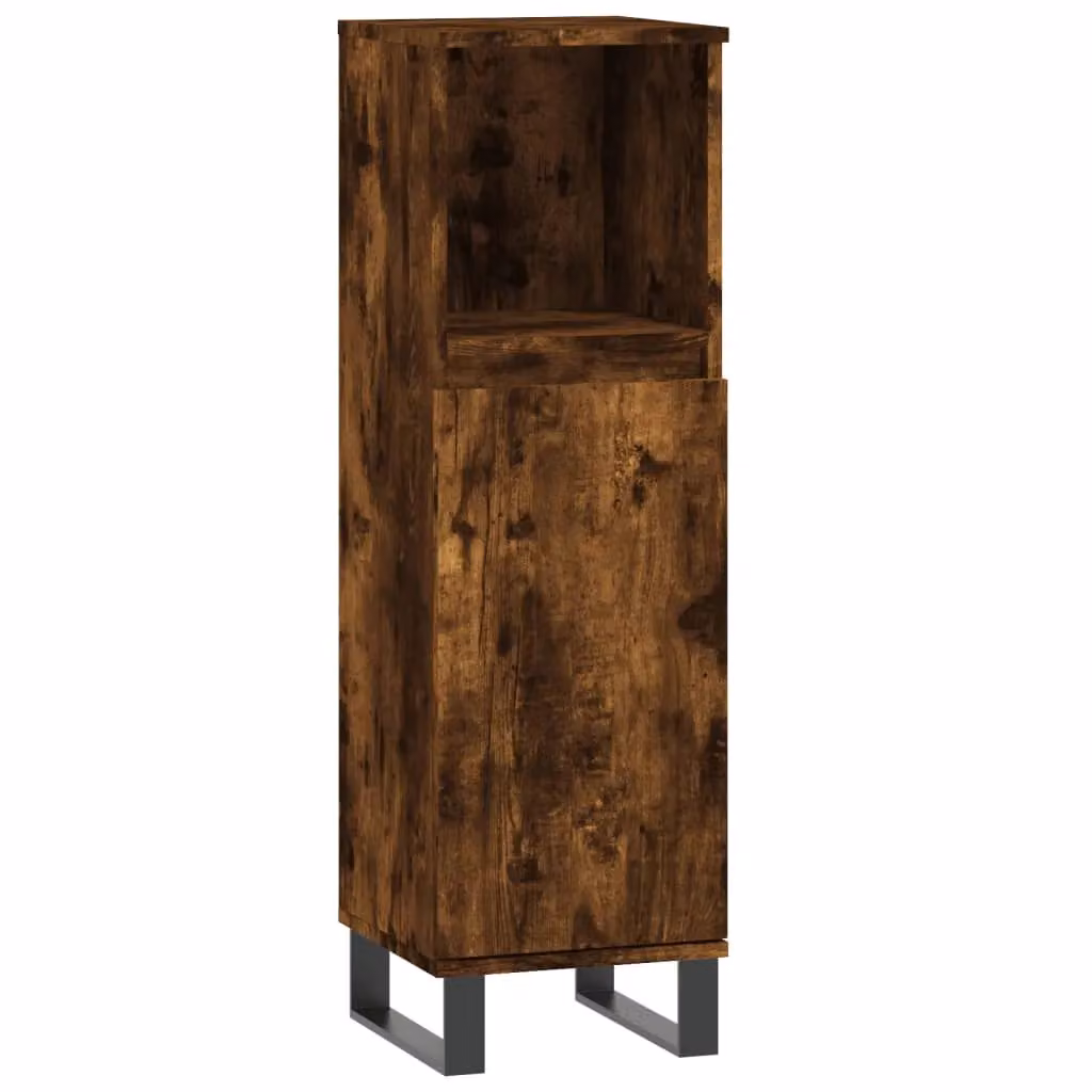 Berkfield Home Smoked Oak Bathroom Cabinet in Brown, W/D/H: 30 x 30 x 100 cm – 2