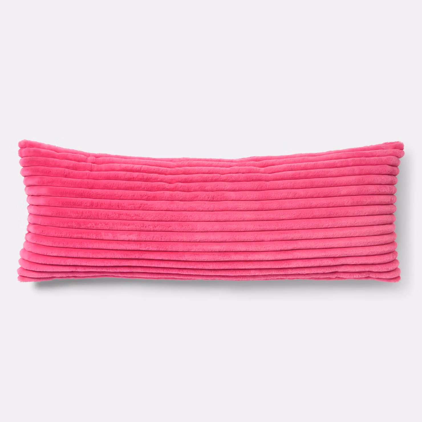 OHS Ribbed Faux Fur Bolster Cushion in Pink, W/D/H: 125 x 45 x 45 cm – 4