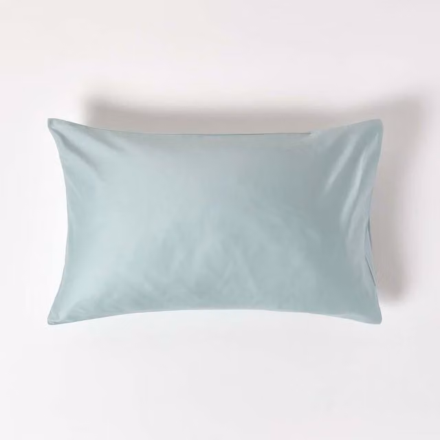 Homescapes Organic Egyptian Cotton Pillowcase, Housewife Style, Blue, W: 74 cm, D: 48 cm