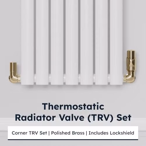 UK Radiators Talus Bold Angled Thermostatic Radiator Valve and Lockshield Set in Polished Brass and Gold – 2