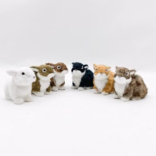 Minster Standing Fabric Rabbits, Multicolour, L10 x W10 x H24 cm