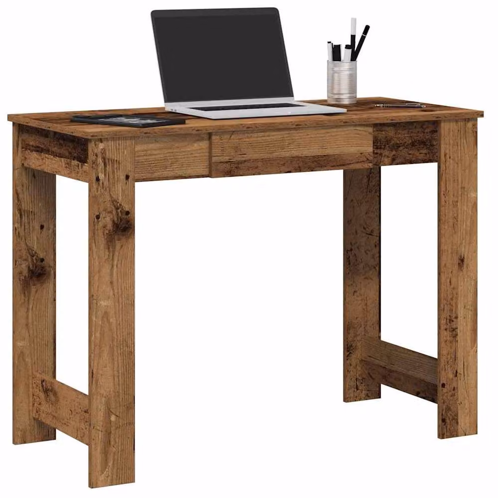Berkfield Home Rustic Brown Writing Desk in Engineered Wood, W/D/H: 100 x 45 x 75 cm – 2