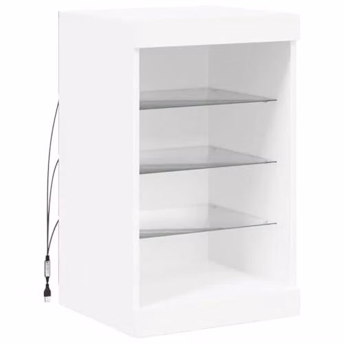 vidaXL Modern White Sideboard with Integrated LED Lights, W/D/H: 41 x 37 x 67 cm