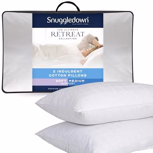 Snuggledown 2 Pack White Soft Support Cotton Pillows W/H: 74 x 48 cm – 1
