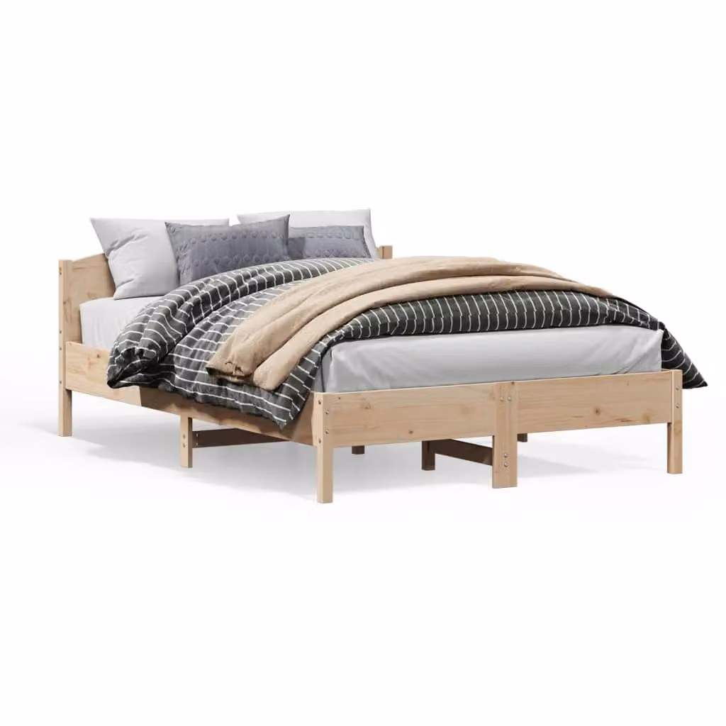 Berkfield Home King Size Solid Wood Pine Bed Frame in Brown, W: 150 cm, L: 200 cm – 2