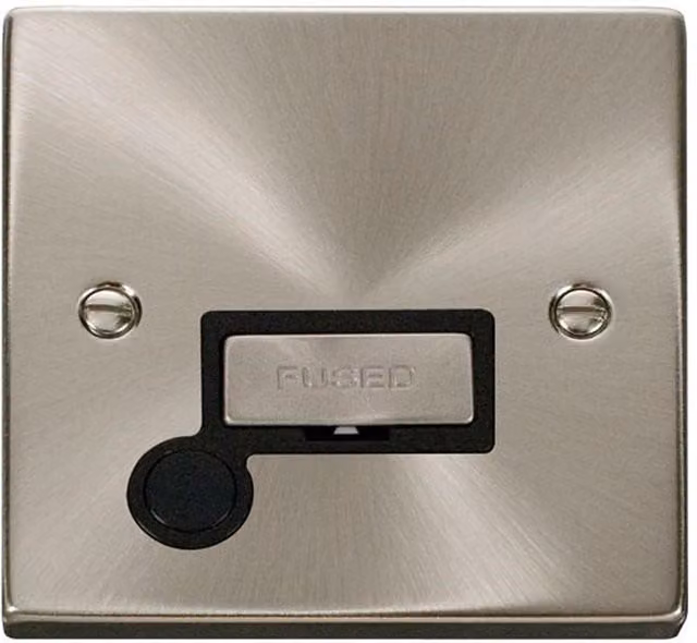 SE Home 13A Fused Ingot Connection Unit with Flex in Satin Brushed Chrome and Metallic Silver