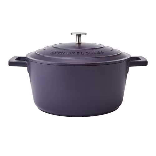 MasterClass Cast Aluminium Non-Stick Casserole Dish with Self-Basting Lid, Purple, Diameter: 24 cm, Volume: 4 l