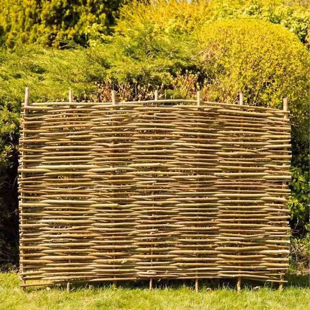 Primrose Woven Wattle Hazel Hurdle Fence Panel, Brown, Height: 120 cm