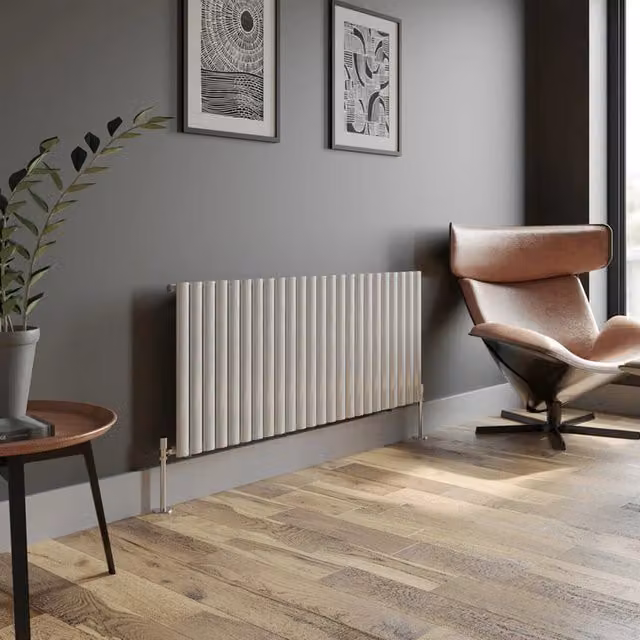 Temprazo Vertical Oval Tube Single Panel Designer Radiator in White, W/D/H: 48 x 48 x 180 cm