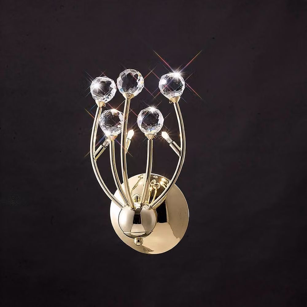 Netlighting Xeena Modern Wall Lamp in Gold with 3 Crystal Lights and G4 Sockets – 2
