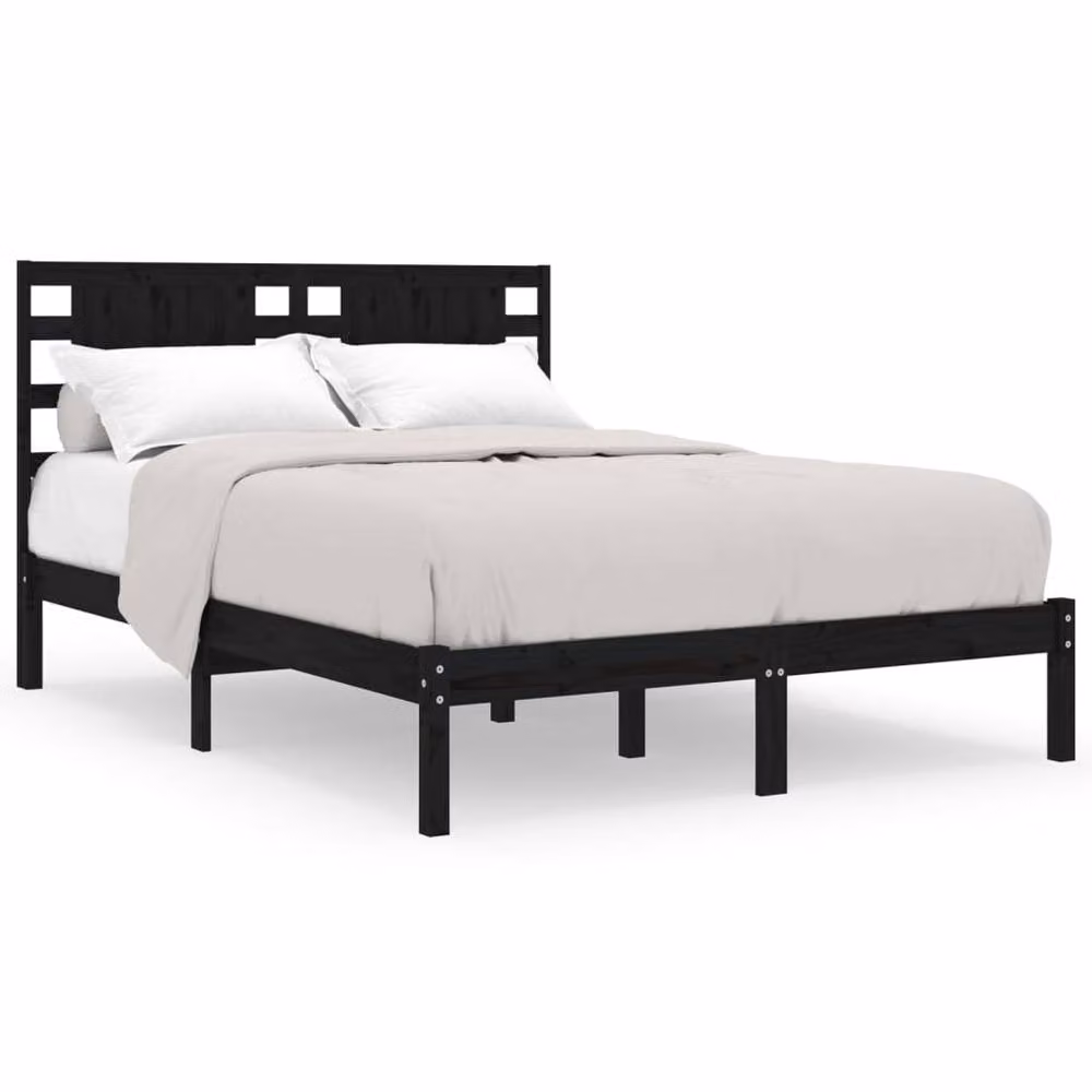 Berkfield Home Beautiful Black Solid Wood Pine Bed Frame W/D/H: 200 x 100 x 206 cm – 3