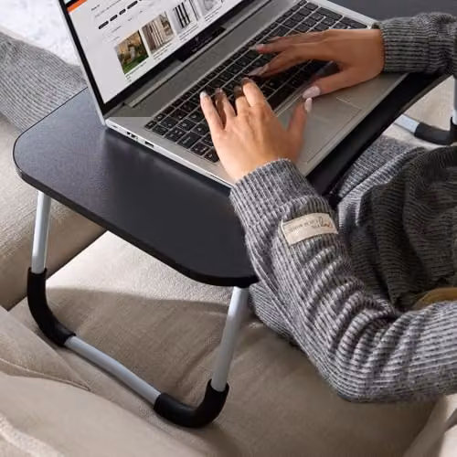 OHS Foldable Wooden Laptop Table and Bed Tray in Anthracite, W/D/H: 60 x 35 x 26 cm – 5