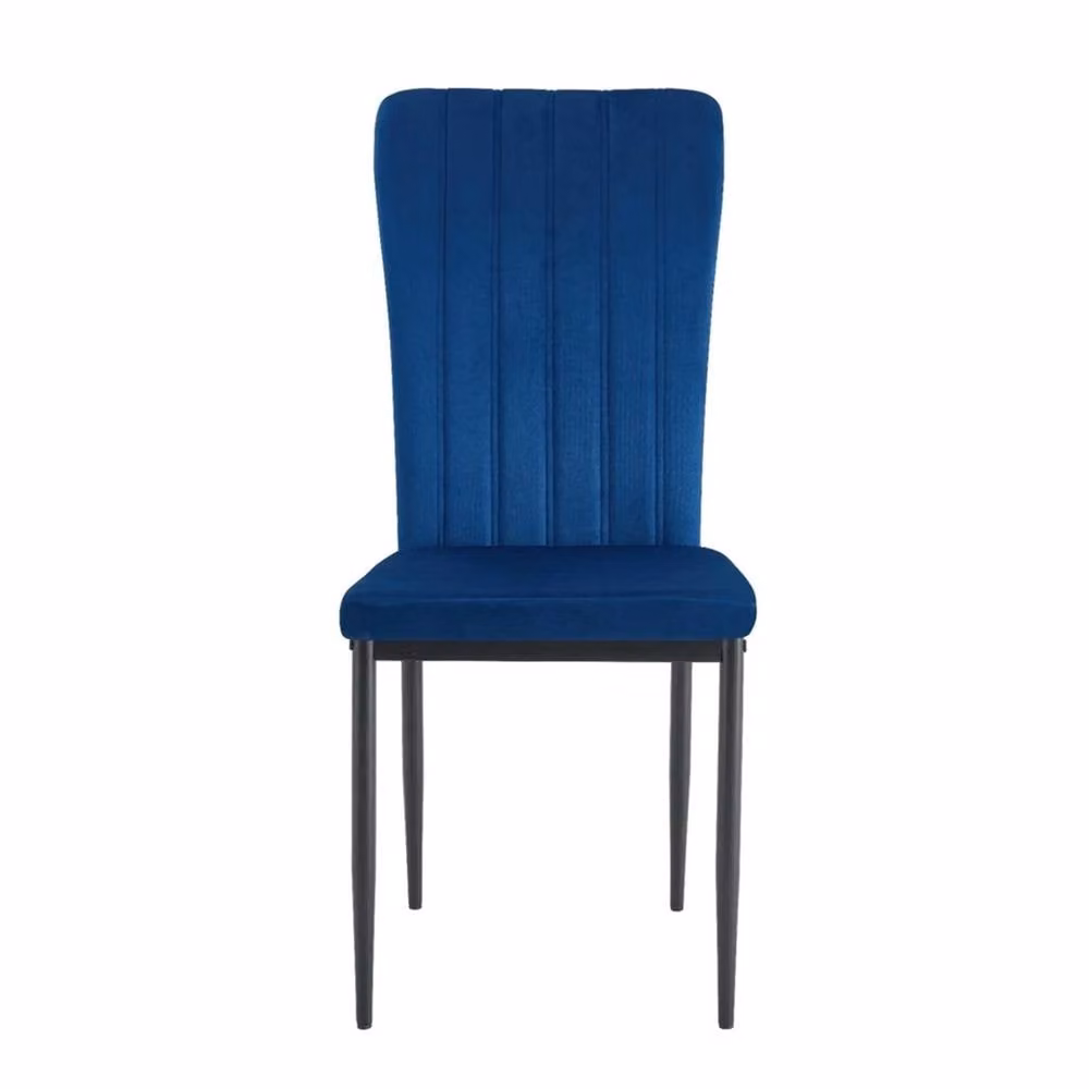 FORGEVIO Set of 4 Modern Dining Chairs with Blue Velvet Upholstered Seats and Metal Frame – 2