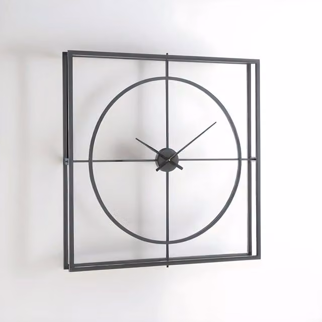 Orsina Trinity Industrial Analog Wall Clock in Black, Diameter: 105 cm