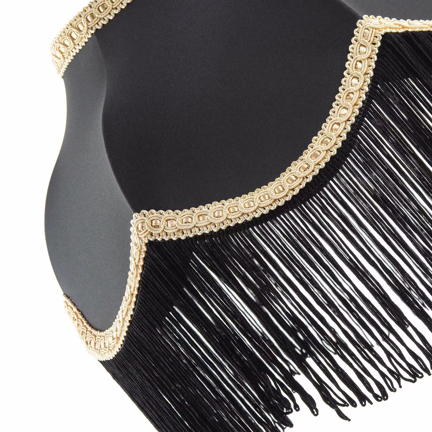 Happy Homewares Victorian Empire Lampshade in Black Faux Silk with Gold Trims, Diameter: 30 cm – 4