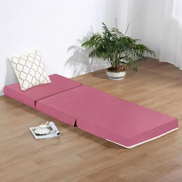 Rest Relax Pink Synthetic Leather Folding Futon Mattress Chair