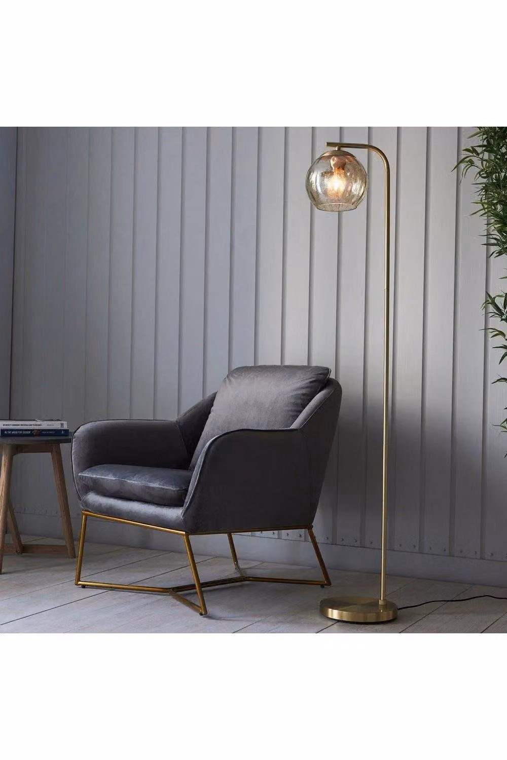 Netlighting Dimple Complete Floor Lamp in Gold and Satin Brass with Champagne Lustre Glass – 2
