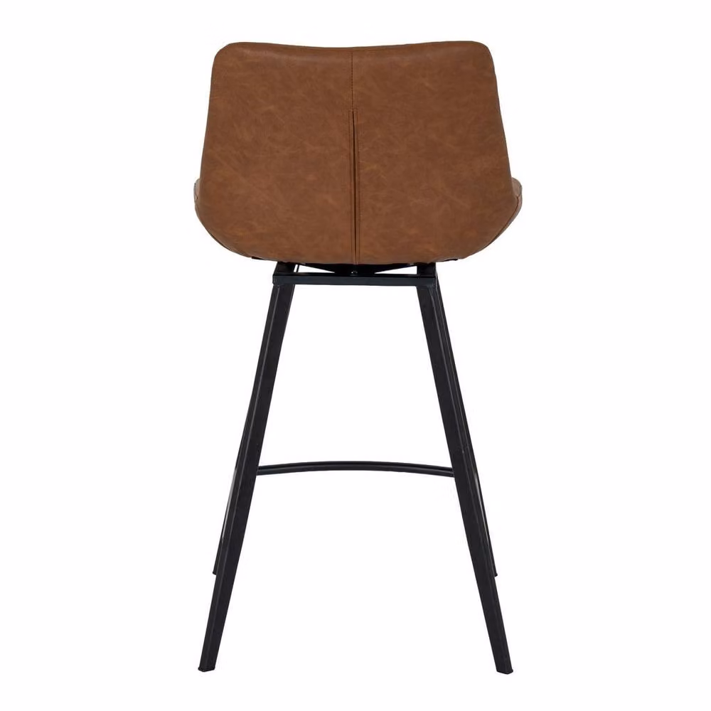 Lemon Pavilion Furniture and Decor Malmo Tan Swivel Bar Stool in Brown Synthetic Leather with Metal Frame, W: 50 cm, D: 50 cm, H: 93 cm – 2
