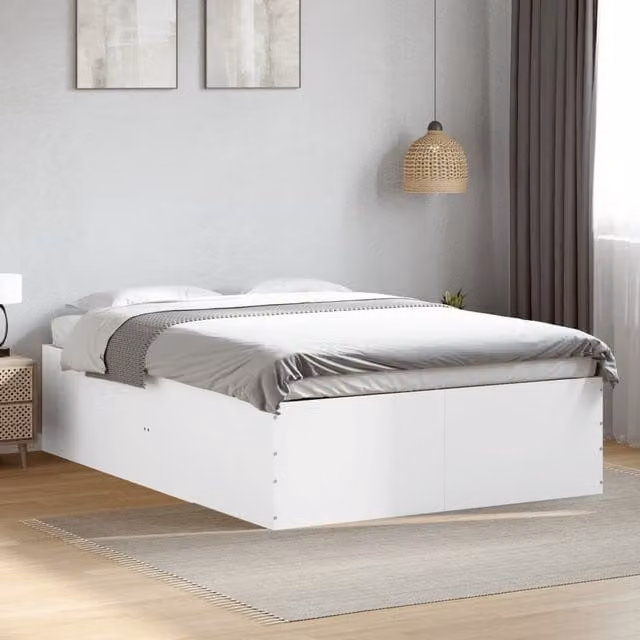 Berkfield Home Small Double Bed Frame in White, W/D/H: 120 x 190 cm – 1